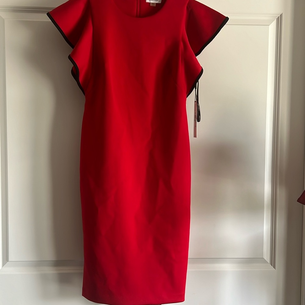 Calvin Klein Red with Black Trim Dress